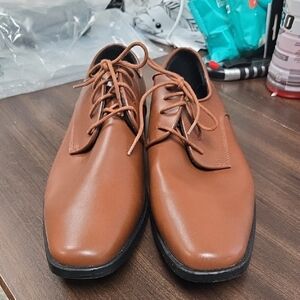 Joseph Abboud Size 10.5 Matte Tan Faux Leather Dress Shoes